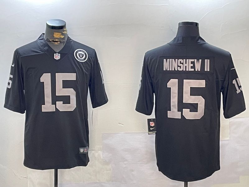 Men Oakland Raiders #15 Minshew ii Black 2024 Nike Vapor Limited NFL Jersey style 9